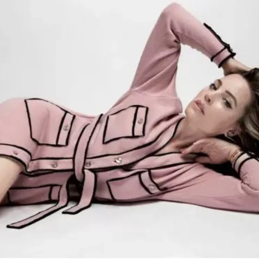 Chanel Cashmere Pink Cardigan Coat 38